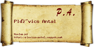 Plávics Antal névjegykártya